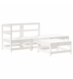 Salon de jardin 4 pcs avec coussins blanc bois massif