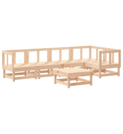 Salon de jardin 6 pcs avec coussins bois massif