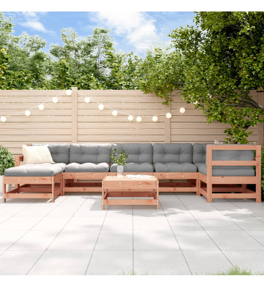 Salon de jardin 8 pcs avec coussins bois massif douglas