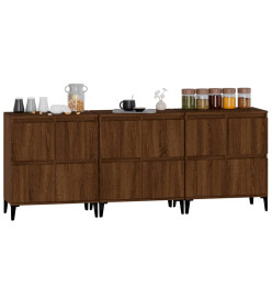 Buffets 3 pcs chêne marron 60x35x70 cm bois d'ingénierie