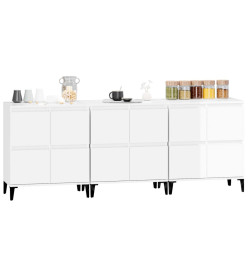 Buffets 3 pcs blanc brillant 60x35x70 cm bois d'ingénierie