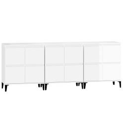 Buffets 3 pcs blanc brillant 60x35x70 cm bois d'ingénierie