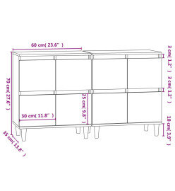 Buffets 2 pcs chêne fumé 60x35x70 cm bois d'ingénierie