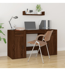 Bureau avec armoire chêne marron bois d'ingénierie