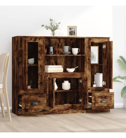 Buffets 3 pcs chêne fumé bois d'ingénierie