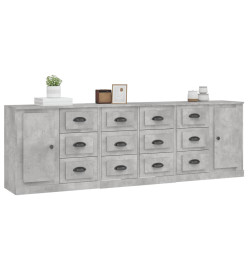 Buffets 3 pcs gris béton bois d'ingénierie