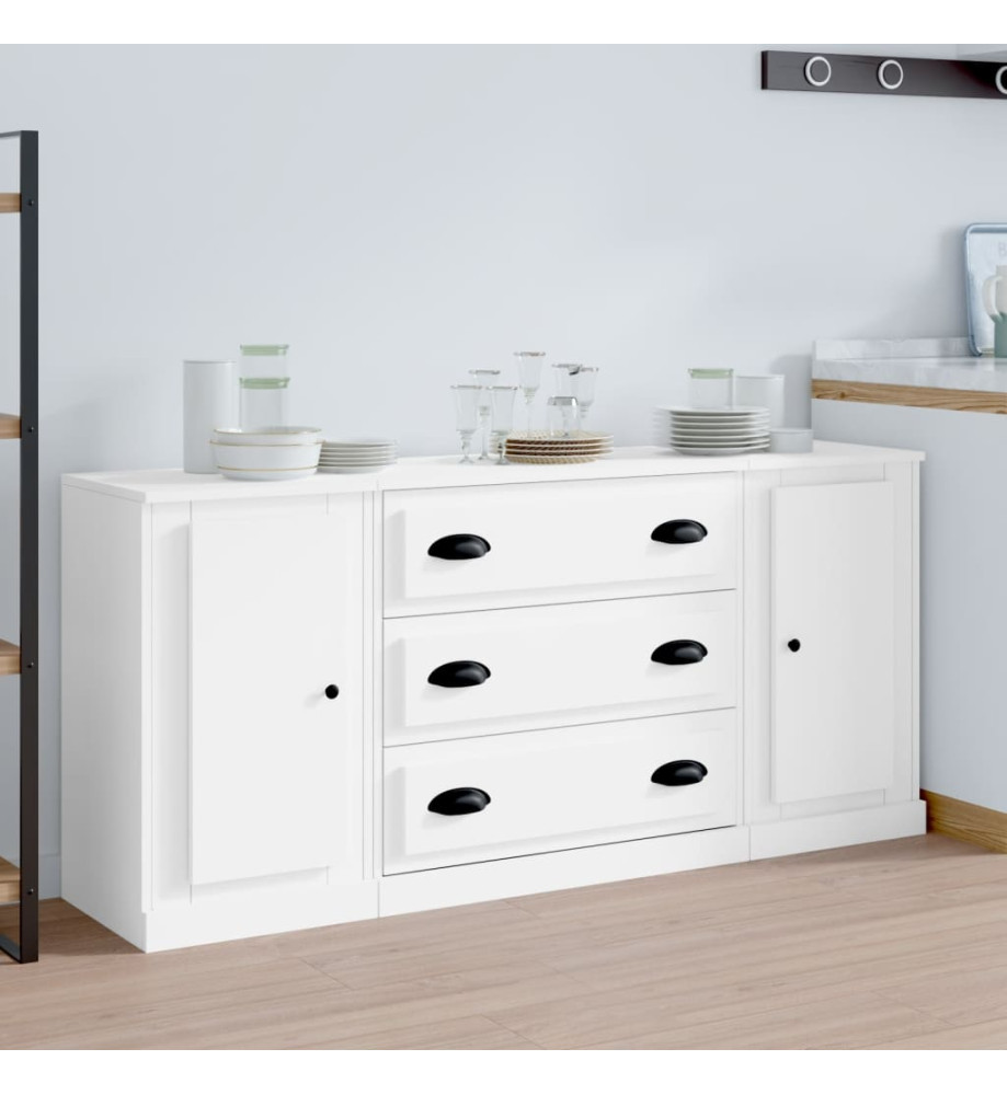 Buffets 3 pcs Blanc Bois d'ingénierie