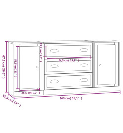 Buffets 3 pcs Blanc Bois d'ingénierie