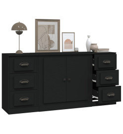 Buffets 3 pcs noir bois d'ingénierie