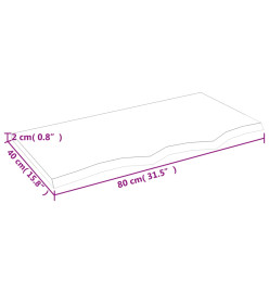 Comptoir de salle de bain 80x40x2 cm bois massif non traité