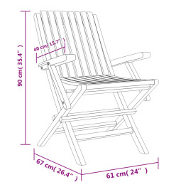 Chaises de jardin pliantes 6 pcs 61x67x90 cm bois massif teck