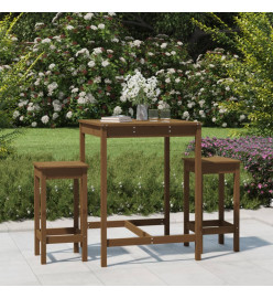 Ensemble de bar de jardin 3 pcs marron miel bois pin massif