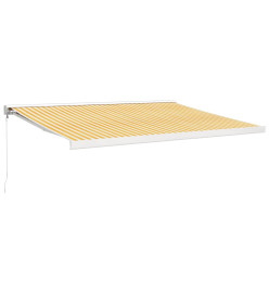 Auvent rétractable jaune et blanc 4,5x3 m tissu et aluminium