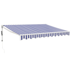 Auvent rétractable automatique bleu et blanc 3x2,5 m