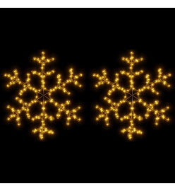 Flocons de neige de Noël avec LED 2 pcs Blanc chaud 59x59 cm