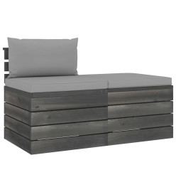 Salon palette de jardin 2 pcs avec coussins Bois de pin massif