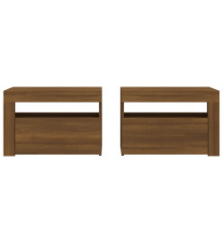 Tables de chevet 2 pcs avec LED chêne marron 60x35x40 cm