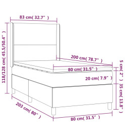 Sommier tapissier avec matelas et LED Rose 80x200 cm Velours