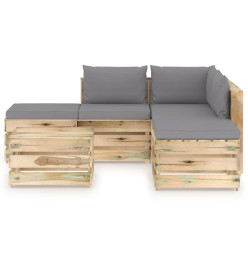 Salon de jardin 6 pcs avec coussins Bois imprégné de vert