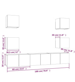 Ensemble de meubles TV 7 pcs Chêne fumé Bois d'ingénierie