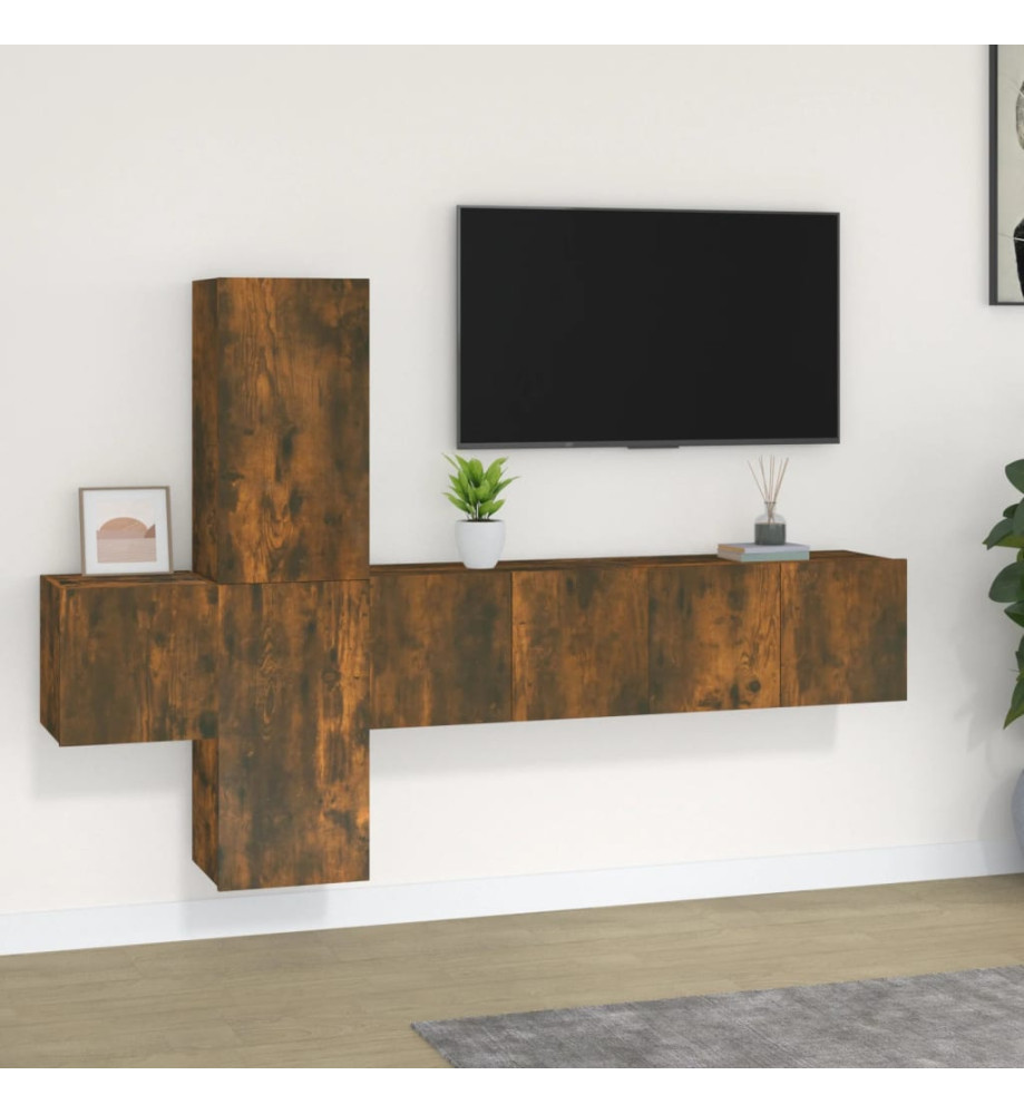 Ensemble de meubles TV 5 pcs Chêne fumé Bois d'ingénierie