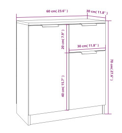 Buffets 2 pcs Chêne Sonoma 60x30x70 cm Bois d'ingénierie