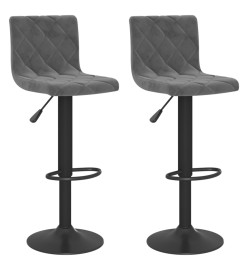 Tabourets de bar 2 pcs Gris foncé Velours