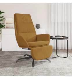 Chaise de relaxation avec repose-pied Marron Velours