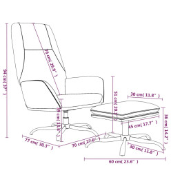 Chaise de relaxation avec tabouret Marron Velours