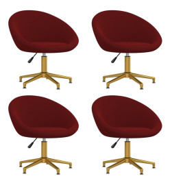 Chaises à manger lot de 4 Rouge bordeaux Velours