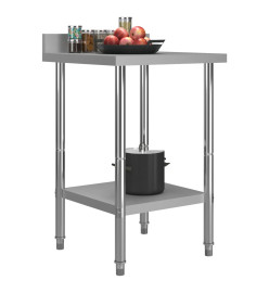 Table de travail de cuisine avec dosseret 60x60x93 cm Inox