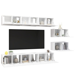 Meubles TV 8 pcs Blanc Aggloméré