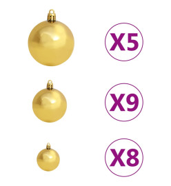 Sapin de Noël mince et LED et boules Vert 210 cm