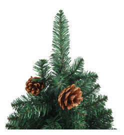 Sapin de Noël mince et LED et boules Vert 150 cm