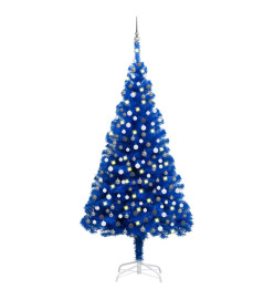 Arbre de Noël artificiel avec LED et boules Bleu 210 cm PVC