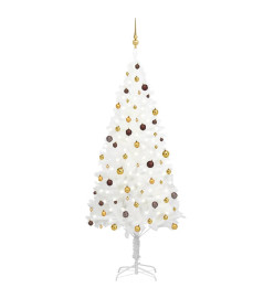 Arbre de Noël artificiel avec LED et boules Blanc 240 cm