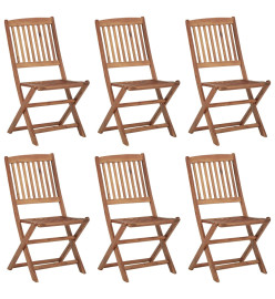 Chaises pliables de jardin 6 pcs avec coussins Bois d'acacia