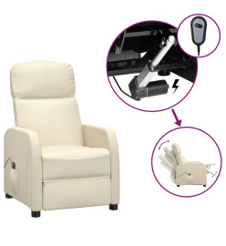 Fauteuil inclinable électrique Blanc crème Similicuir