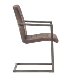 Chaises à manger cantilever lot de 6 marron cuir véritable