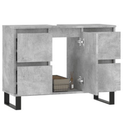 Armoire salle de bain gris béton 80x33x60cm bois d'ingénierie