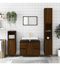 Armoire salle de bain chêne marron 80x33x60cm bois d'ingénierie