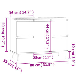 Armoire salle de bain chêne marron 80x33x60cm bois d'ingénierie