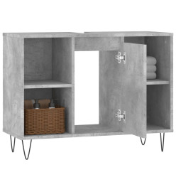 Armoire salle de bain gris béton 80x33x60cm bois d'ingénierie