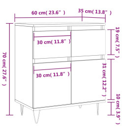 Buffet Noir 60x35x70 cm Bois d'ingénierie