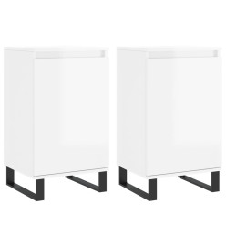 Buffets 2 pcs blanc brillant 40x35x70 cm bois d'ingénierie