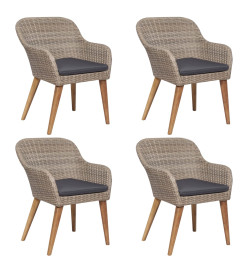 Ensemble de salle à manger de jardin 5 pcs Marron