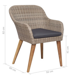 Ensemble de salle à manger de jardin 5 pcs Marron