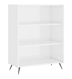 Bibliothèque blanc brillant 69,5x32,5x90 cm bois d'ingénierie