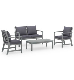 Salon de jardin 4 pcs avec coussins Bois d'acacia solide