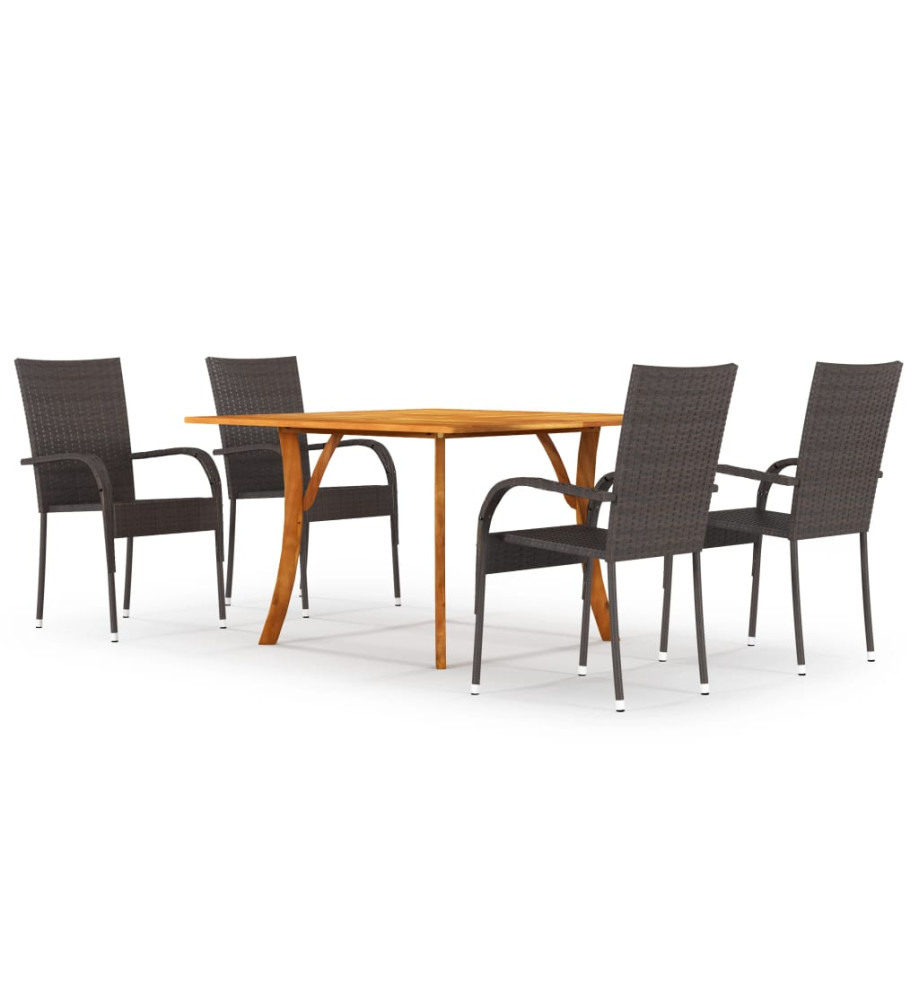 Ensemble de salle à manger de jardin 5 pcs Marron Ensemble de salle à manger de jardin 5 pcs Marron